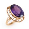 Złoty pierścionek z fioletowym kamieniem