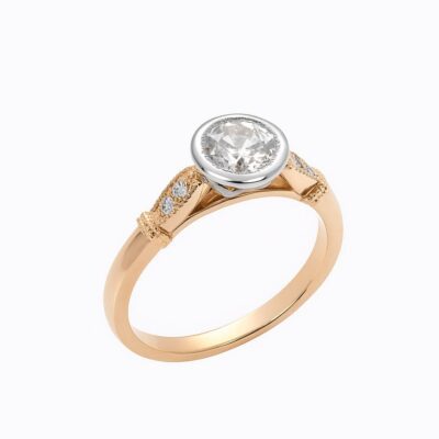 Złoty pierścionek z diamentami 0,79 ct