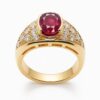 Złoty pierścionek z diamentami i rubinem 1,35 ct