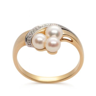 Złoty pierścionek z perłami