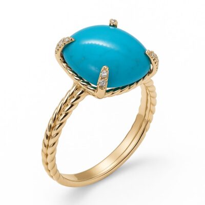 Złoty pierścionek z turkusem 7 ct