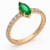 Złoty pierścionek z diamentami i szmaragdem 0,42 ct