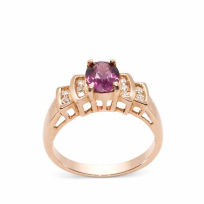 Złoty pierścionek z diamentami i granatem 1,76 ct 5293